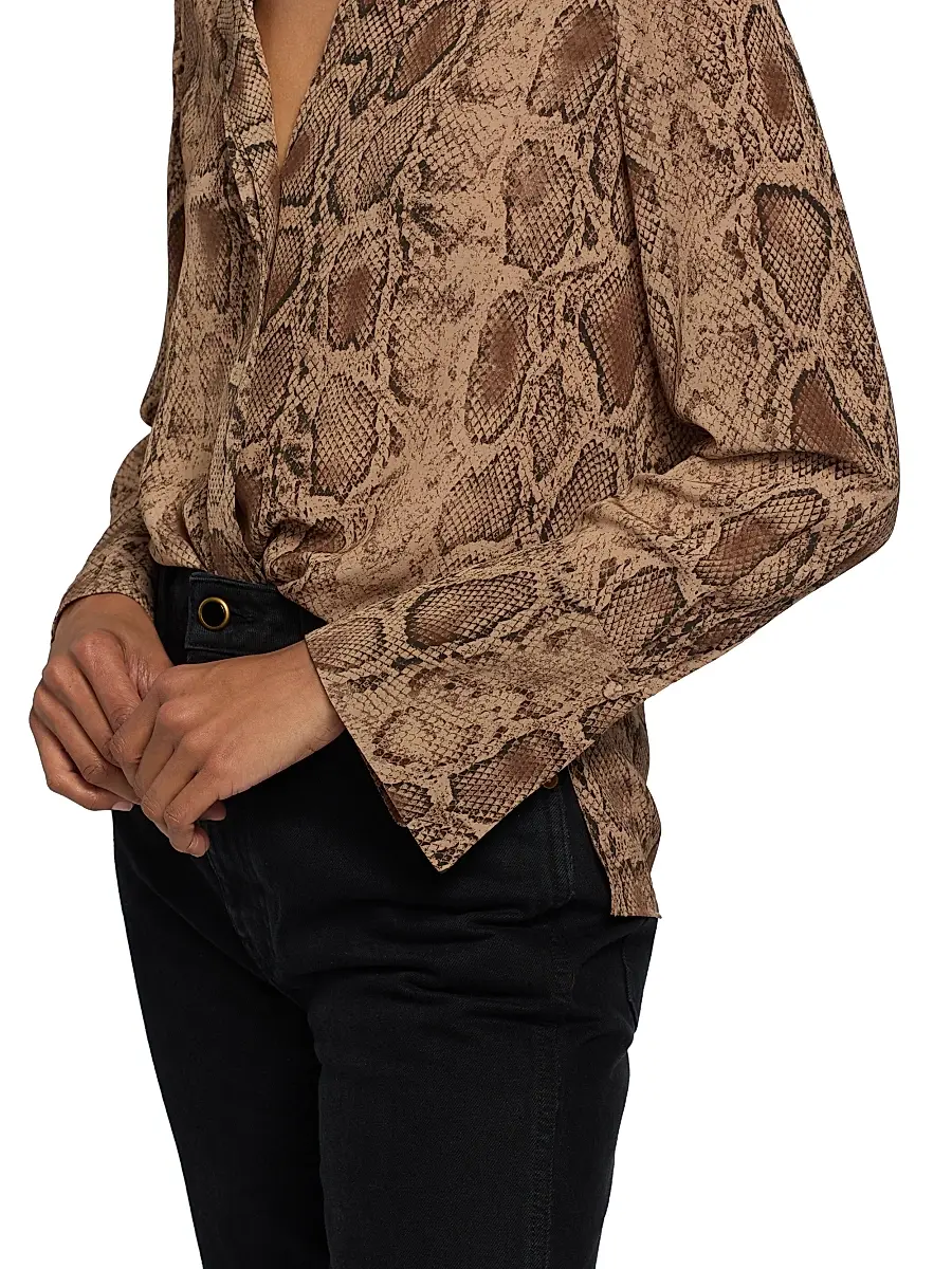 Kobi Halperin Women's Piper Snake Button-Front Blouse - Tannin Multi | Thumbnail 6 Kobi Halperin Women's Piper Snake Button-Front Blouse - Tannin Multi | Thumbnail 6