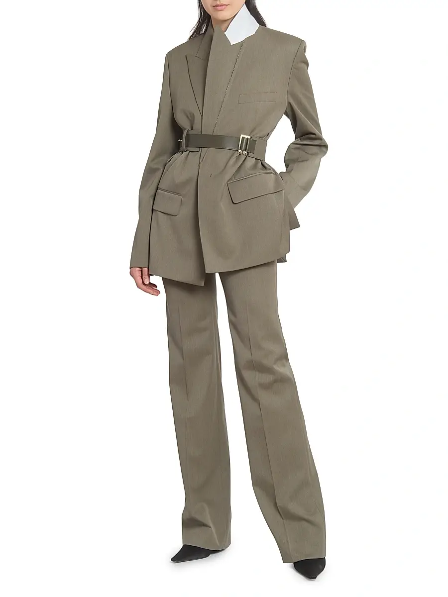 Victoria Beckham Women's Wool-Blend Belted Single-Breasted Jacket | Thumbnail 2