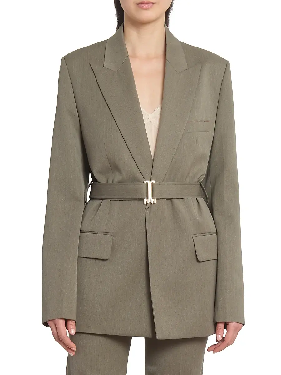 Victoria Beckham Women's Wool-Blend Belted Single-Breasted Jacket | Thumbnail 3