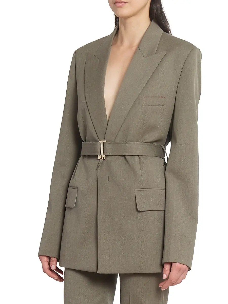 Victoria Beckham Women's Wool-Blend Belted Single-Breasted Jacket | Thumbnail 4