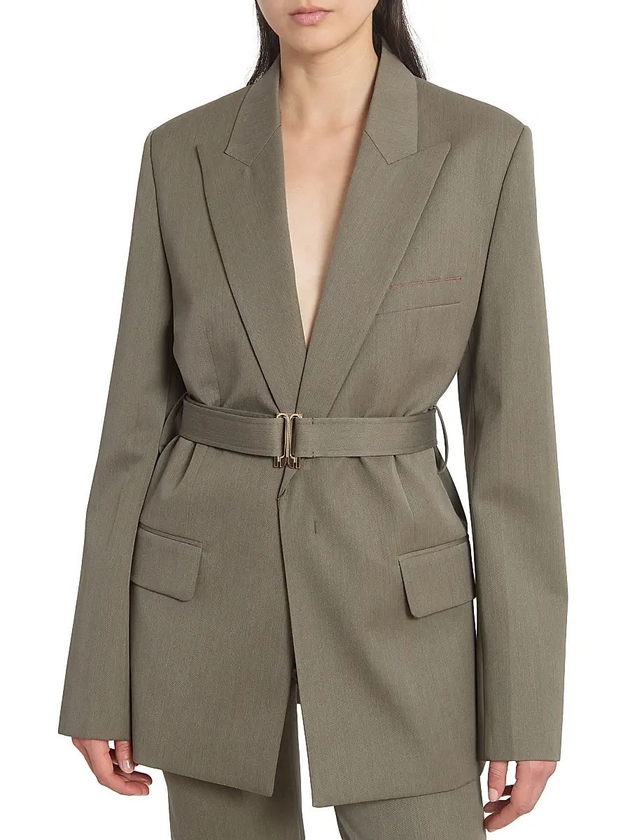 Victoria Beckham Women's Wool-Blend Belted Single-Breasted Jacket | Thumbnail 6