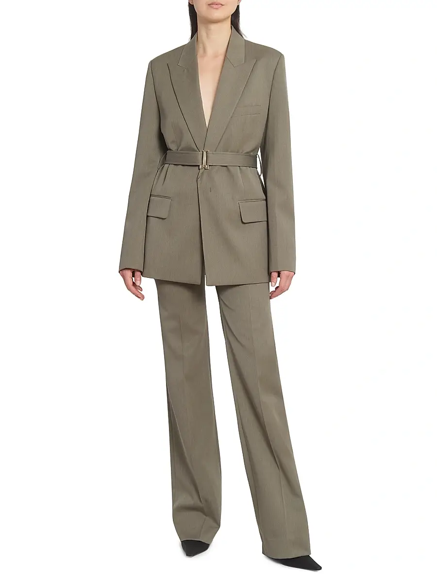 Victoria Beckham Women's Wool-Blend Straight-Leg Trousers | Thumbnail 2