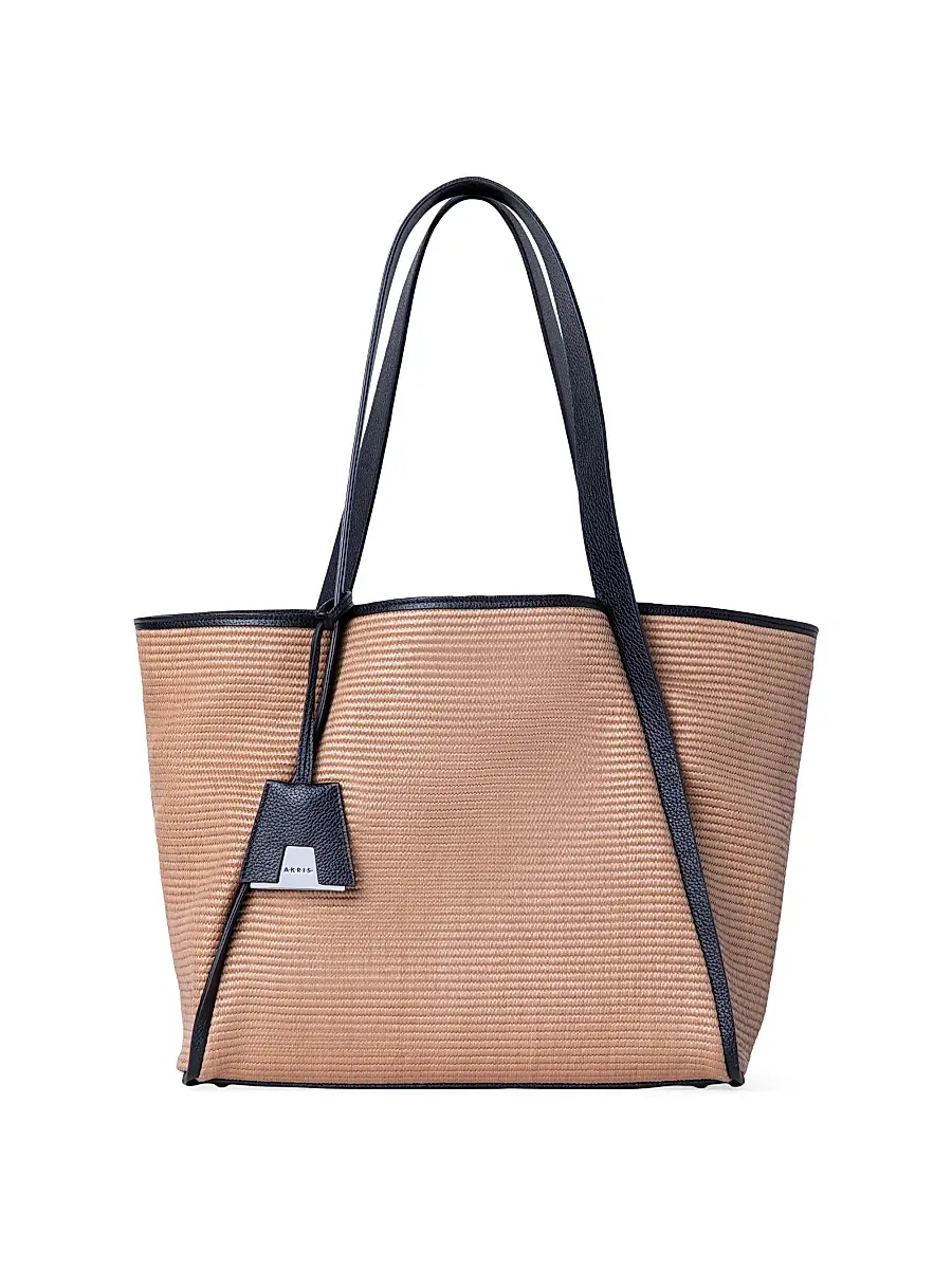 Akris Women's Medium Alex Raffia Bucket Tote