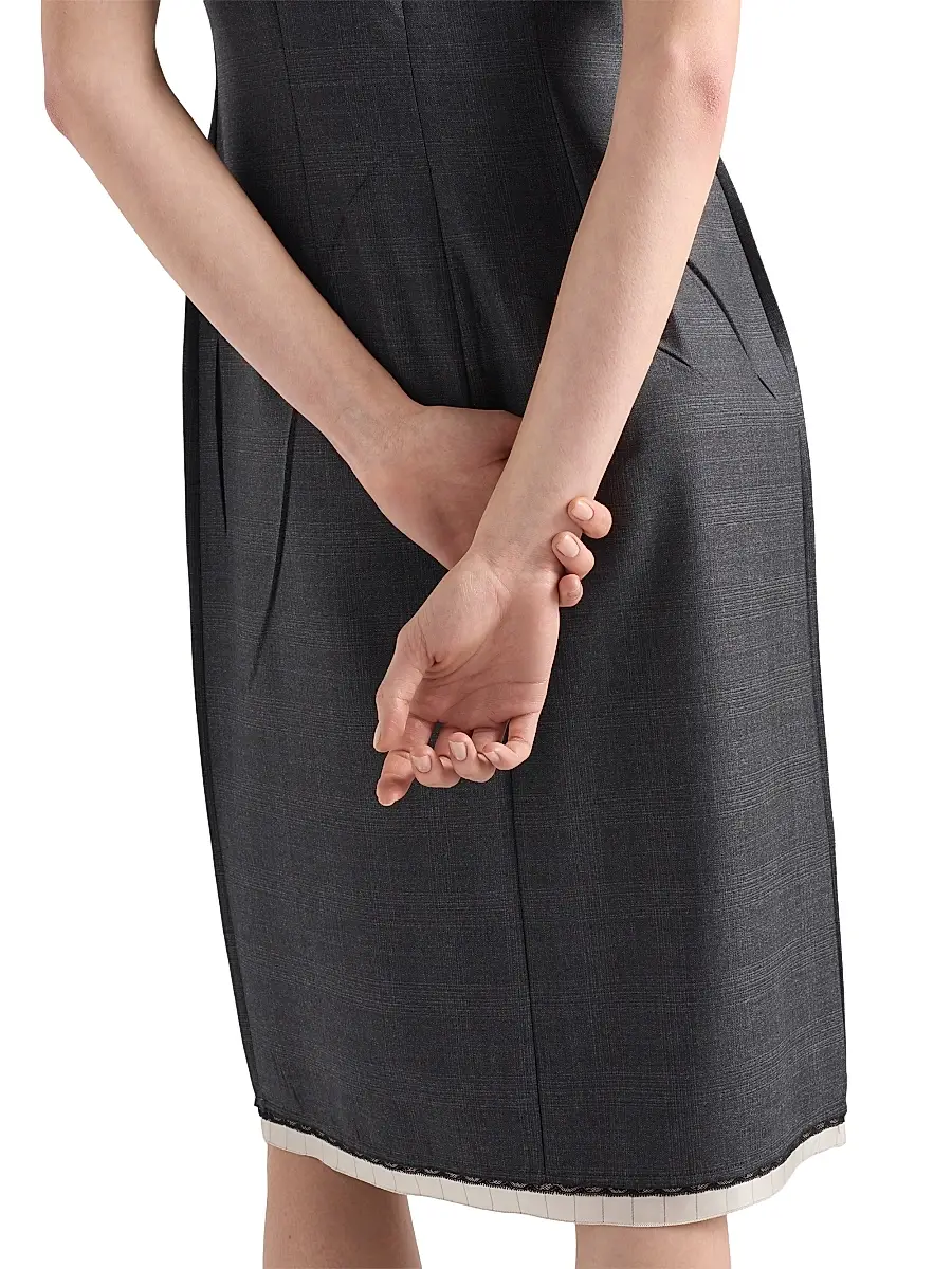 Prada Women's Checked Wool Dress | Thumbnail 5 Prada Women's Checked Wool Dress | Thumbnail 5