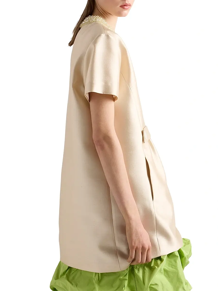 Prada Women's Embroidered Double Shantung Dress | Thumbnail 3