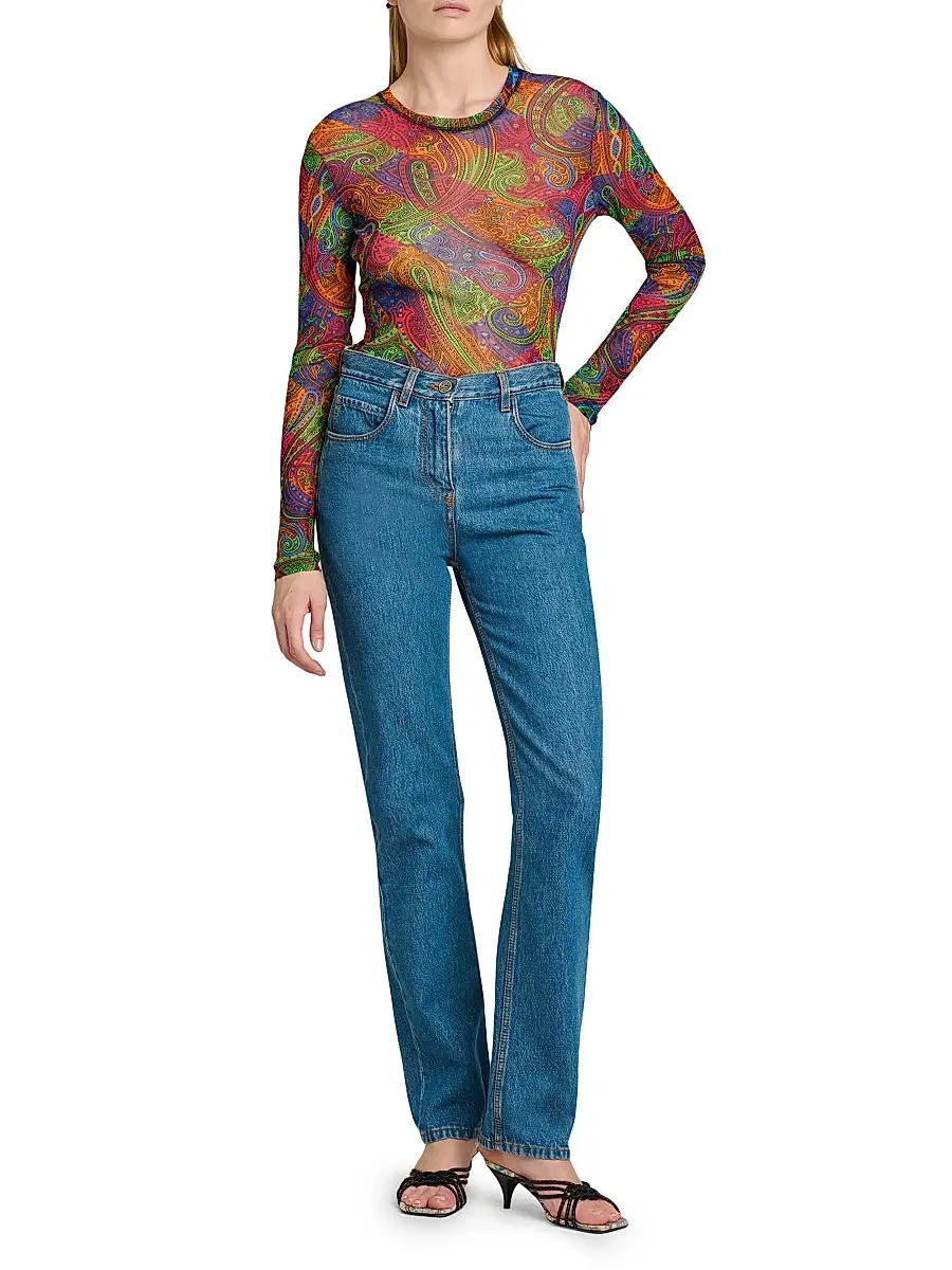 Etro Women's Geometric Paisley Tulle Top | Thumbnail 2 Etro Women's Geometric Paisley Tulle Top | Thumbnail 2