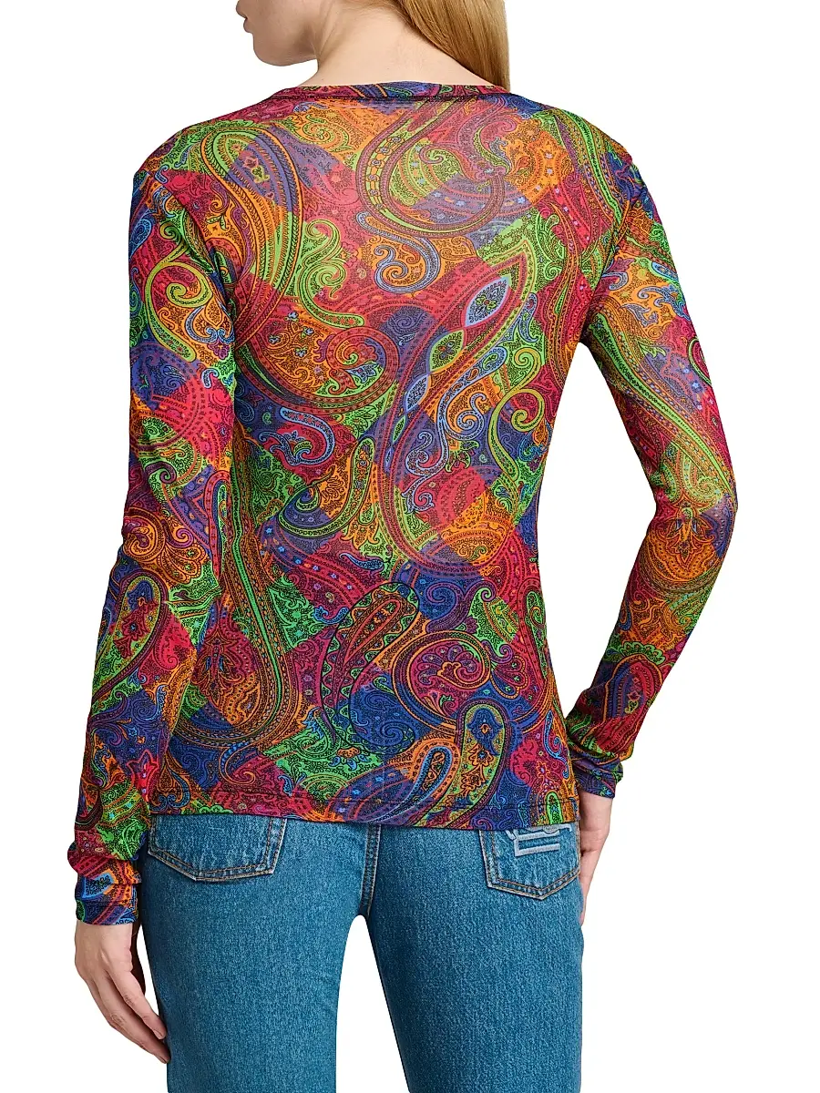 Etro Women's Geometric Paisley Tulle Top | Thumbnail 5 Etro Women's Geometric Paisley Tulle Top | Thumbnail 5