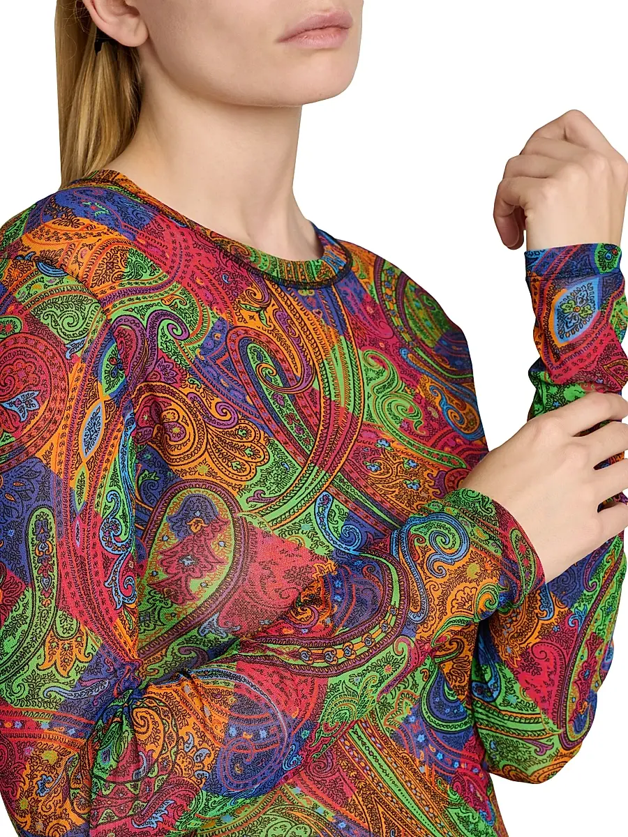 Etro Women's Geometric Paisley Tulle Top | Thumbnail 6 Etro Women's Geometric Paisley Tulle Top | Thumbnail 6