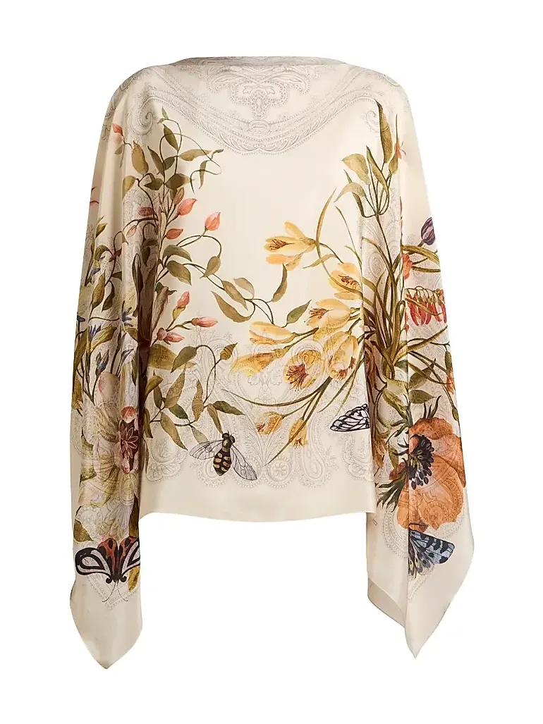 Women's Floral Silk Poncho Women's Floral Silk Poncho
