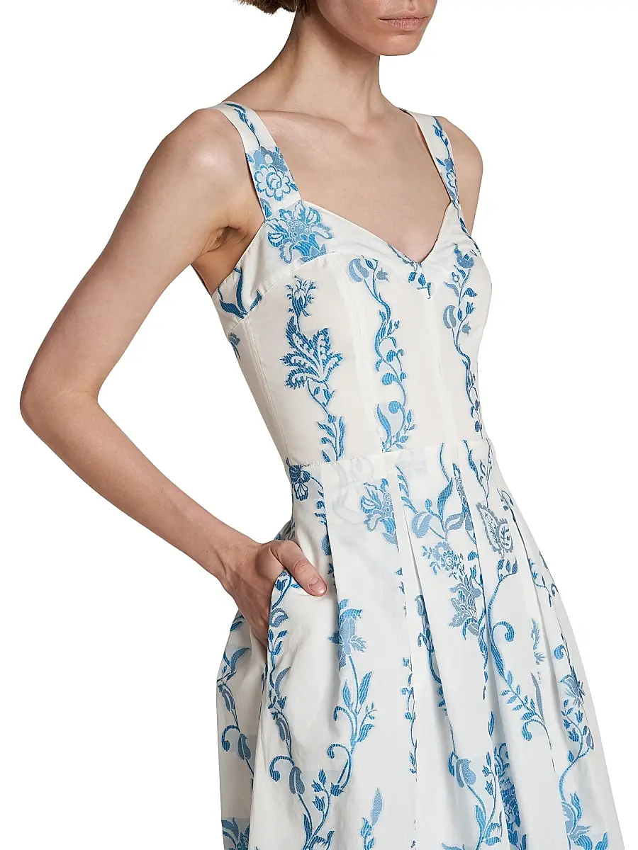 Etro Women's Floral Stretch Cotton Apron Midi-Dress | Thumbnail 6 Etro Women's Floral Stretch Cotton Apron Midi-Dress | Thumbnail 6
