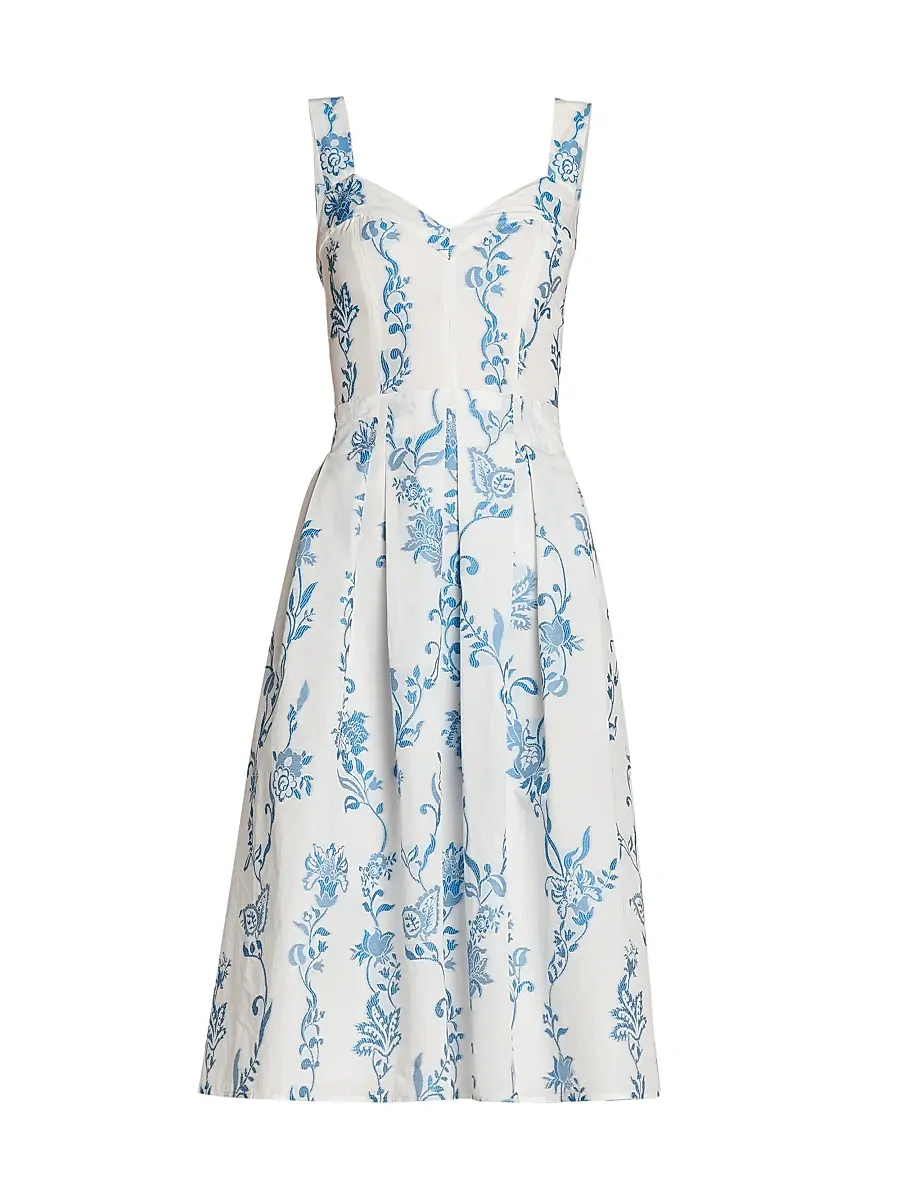 Etro Women's Floral Stretch Cotton Apron Midi-Dress | Image 1 Etro Women's Floral Stretch Cotton Apron Midi-Dress | Image 1