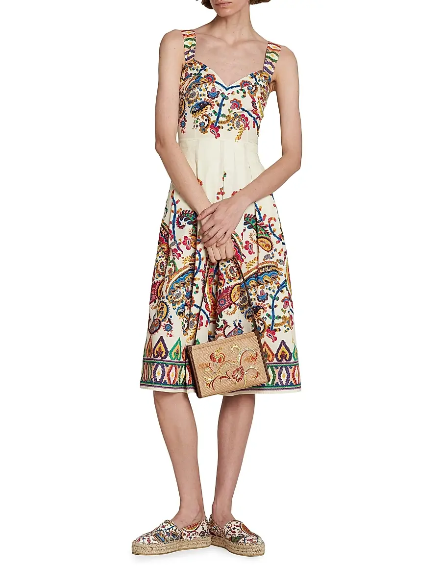 Etro Women's Paisley Pleated Apron Midi-Dress | Thumbnail 2