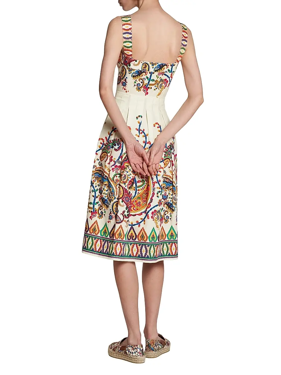 Etro Women's Paisley Pleated Apron Midi-Dress | Thumbnail 5