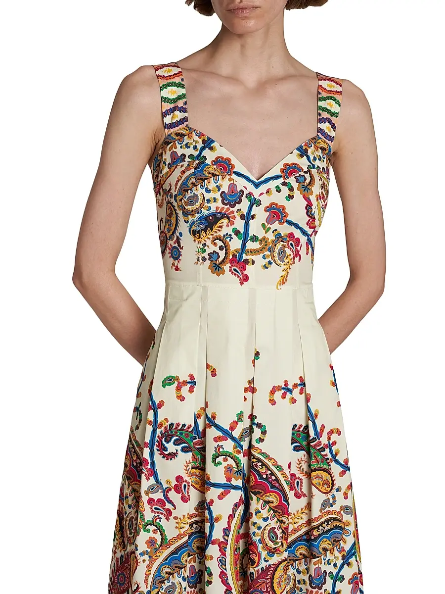 Etro Women's Paisley Pleated Apron Midi-Dress | Thumbnail 6