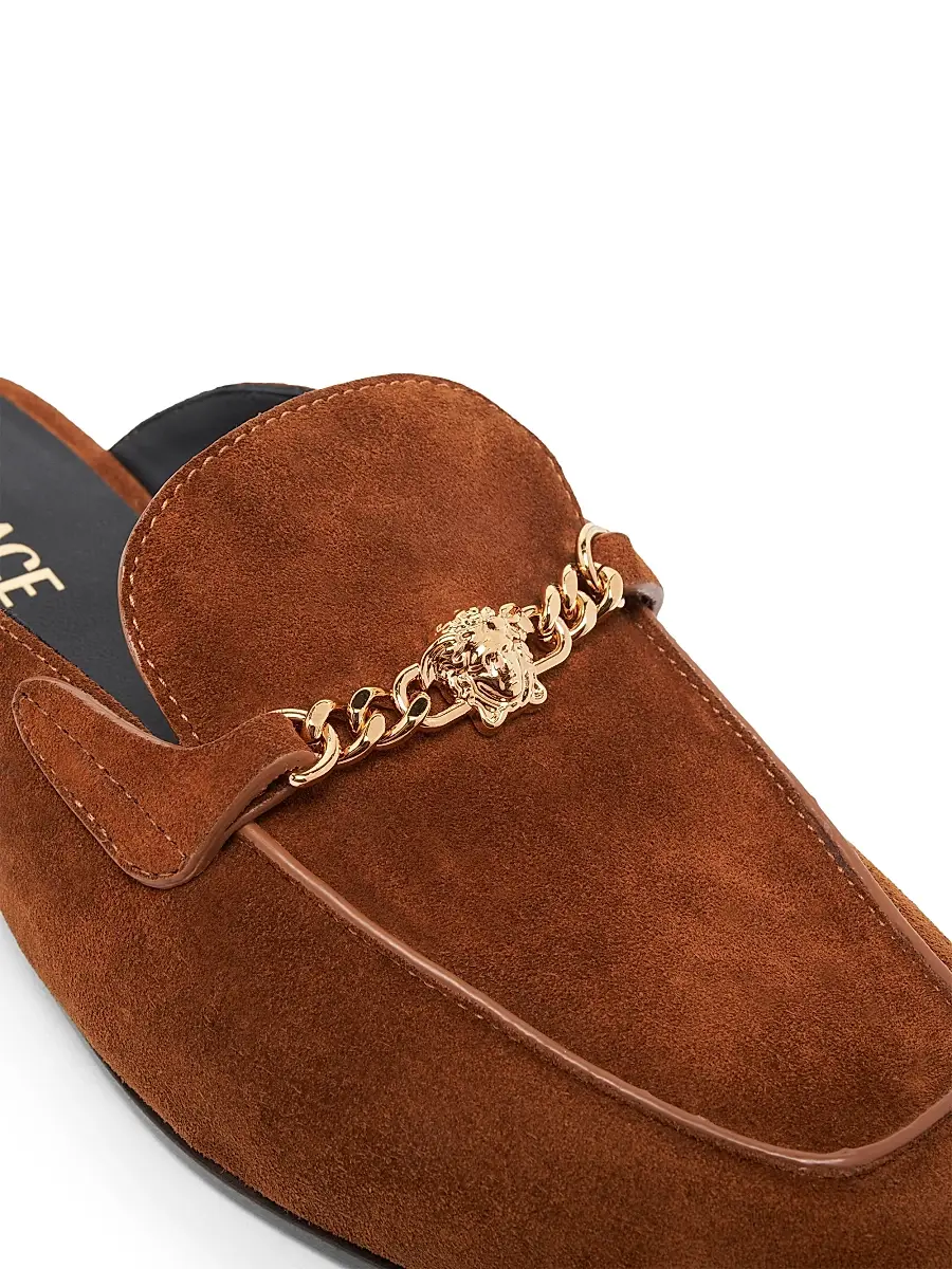 Versace Women's Sabot 20MM Suede Mules - Tobacco Gold | Thumbnail 5 Versace Women's Sabot 20MM Suede Mules - Tobacco Gold | Thumbnail 5