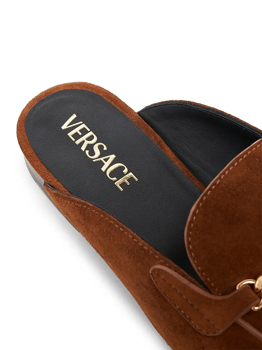 Versace Women's Sabot 20MM Suede Mules - Tobacco Gold | Thumbnail 6 Versace Women's Sabot 20MM Suede Mules - Tobacco Gold | Thumbnail 6