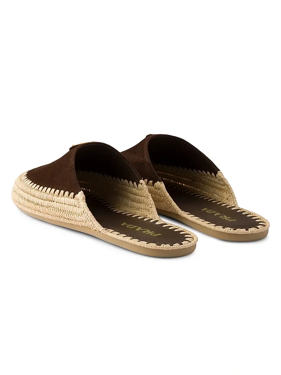 Prada Women's Suede Flat Mules - Dark Brown | Thumbnail 3 Prada Women's Suede Flat Mules - Dark Brown | Thumbnail 3