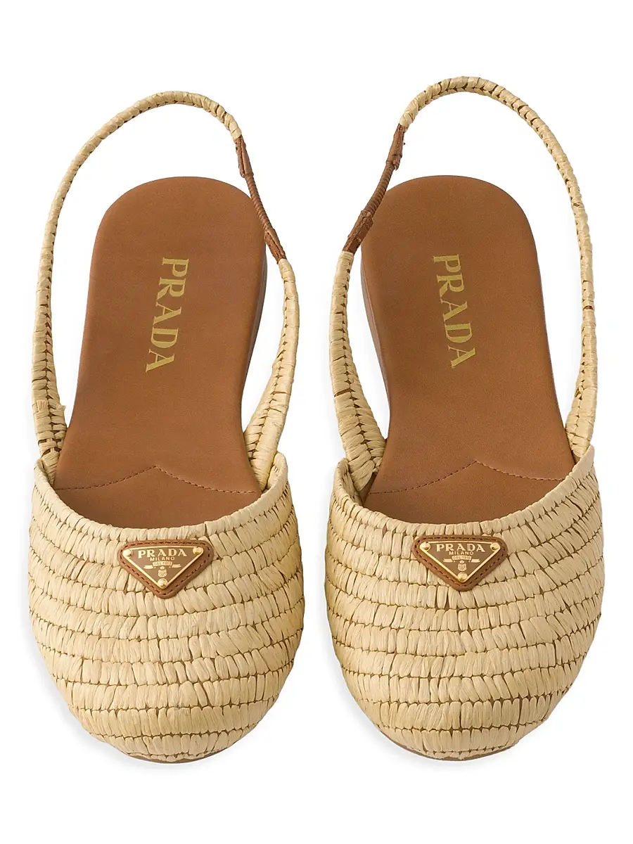 Prada Women's Crochet Slingback Ballerinas - Beige Khaki | Thumbnail 2 Prada Women's Crochet Slingback Ballerinas - Beige Khaki | Thumbnail 2