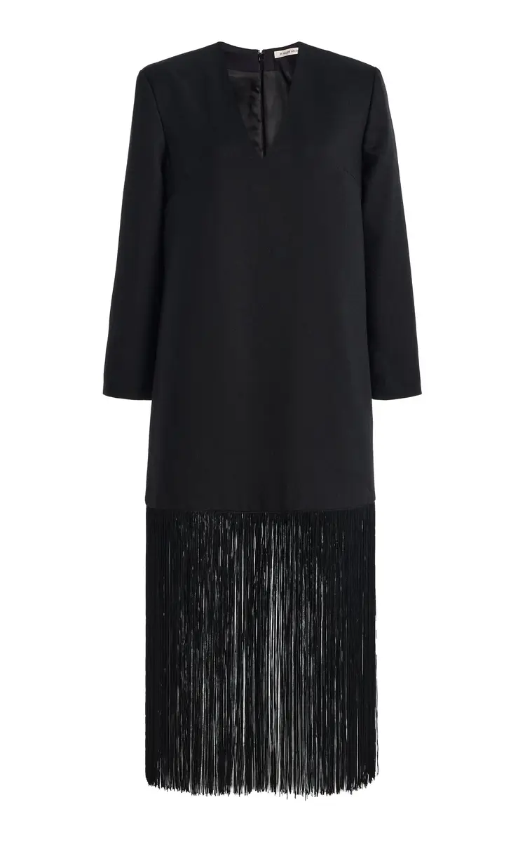 By Malene Birger Mella Fringed Wool Midi Dress