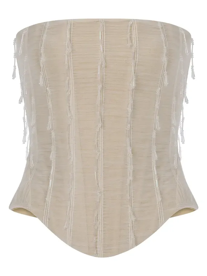 Aline Hand-Beaded Corset Top