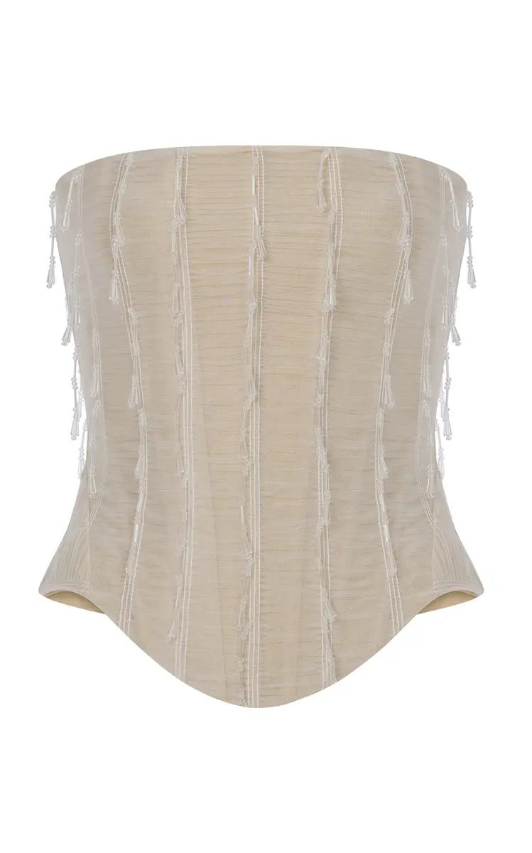 ILA THE BRAND Aline Hand-Beaded Corset Top