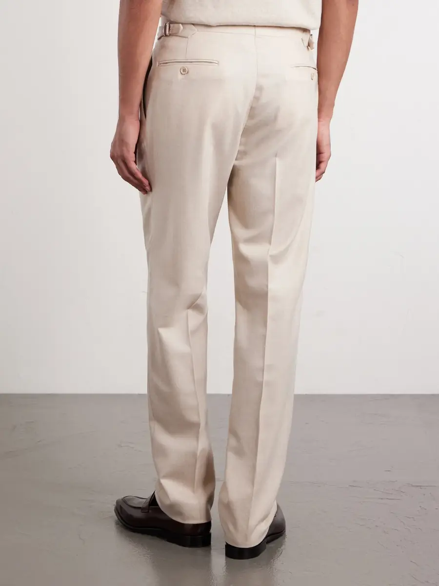 Ralph Lauren Purple Label Straight-Leg Pleated Wool-Flannel Trousers - Men | Thumbnail 4 Ralph Lauren Purple Label Straight-Leg Pleated Wool-Flannel Trousers - Men | Thumbnail 4