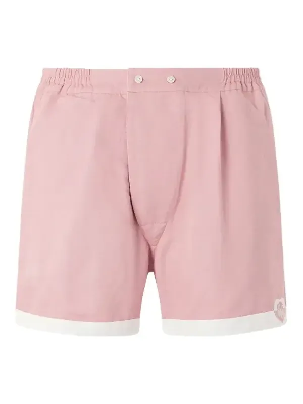 Heart Deco Straight-Leg Logo-Appliquéd Cotton-Faille Shorts - Men Heart Deco Straight-Leg Logo-Appliquéd Cotton-Faille Shorts - Men