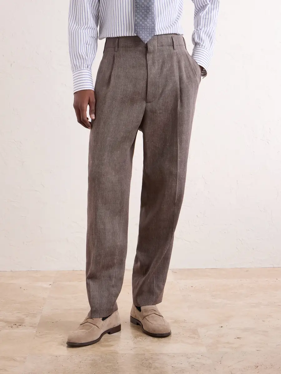 Brunello Cucinelli Straight-Leg Pleated Linen and Wool-Blend Suit Trousers - Men | Thumbnail 3 Brunello Cucinelli Straight-Leg Pleated Linen and Wool-Blend Suit Trousers - Men | Thumbnail 3