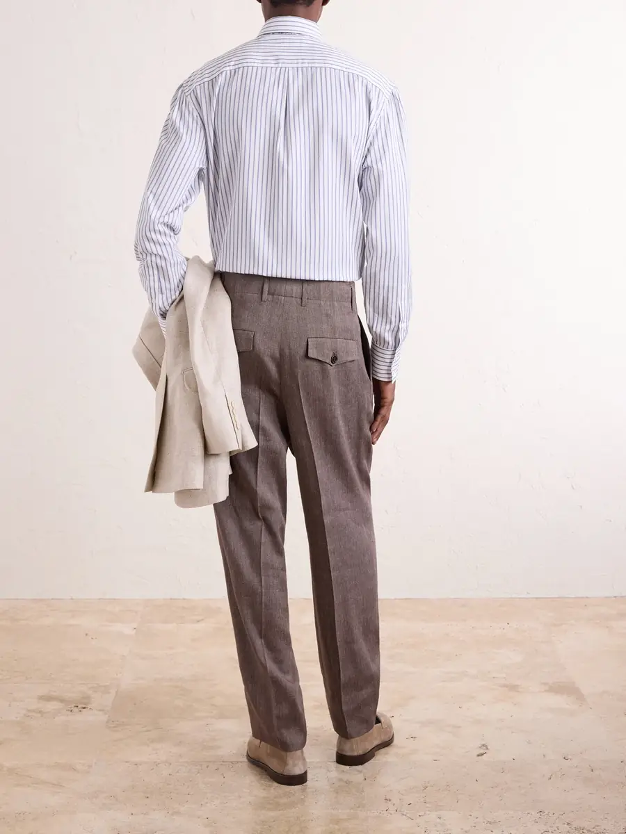 Brunello Cucinelli Straight-Leg Pleated Linen and Wool-Blend Suit Trousers - Men | Thumbnail 4 Brunello Cucinelli Straight-Leg Pleated Linen and Wool-Blend Suit Trousers - Men | Thumbnail 4