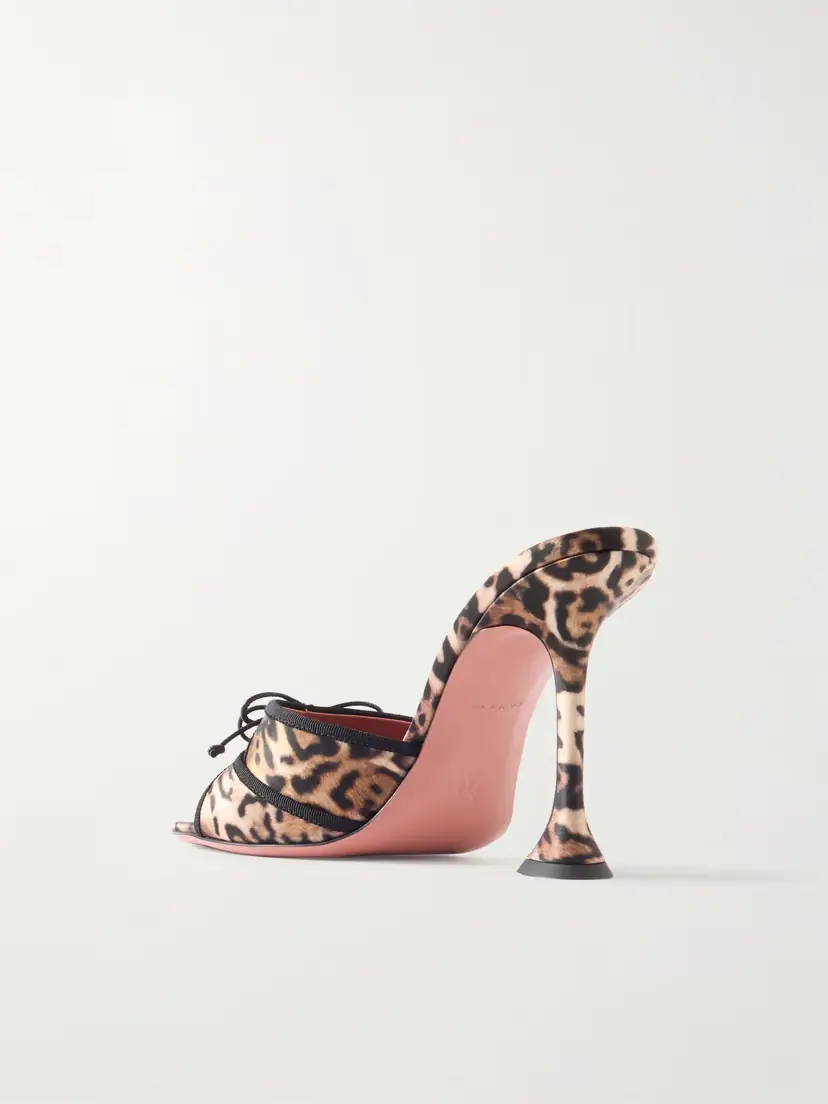 Amina Muaddi Eleonora Bow-detailed Leopard-print Satin Mules | Thumbnail 3 Amina Muaddi Eleonora Bow-detailed Leopard-print Satin Mules | Thumbnail 3