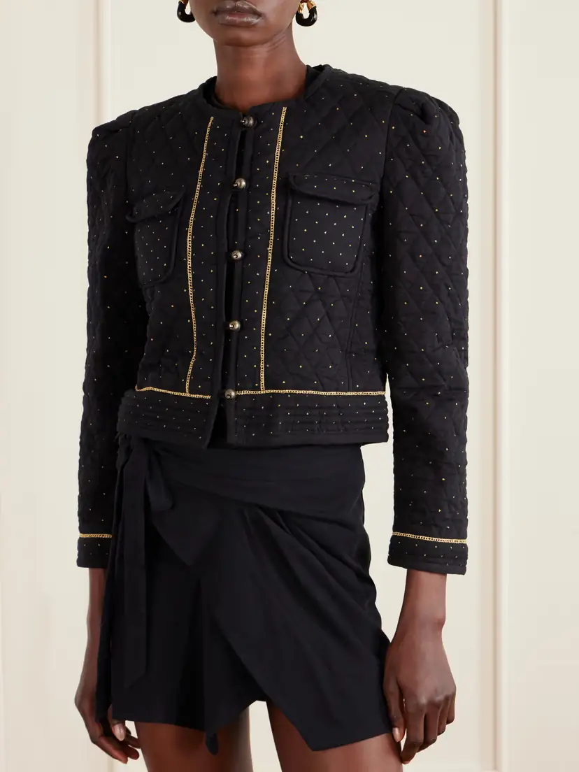 Marant Étoile Vania Cropped Embroidered Quilted Cotton Jacket | Thumbnail 3