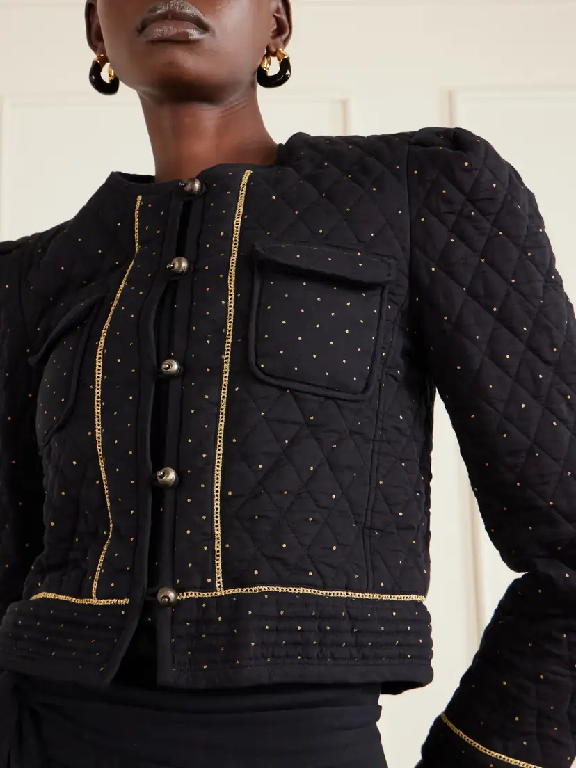Marant Étoile Vania Cropped Embroidered Quilted Cotton Jacket | Thumbnail 5