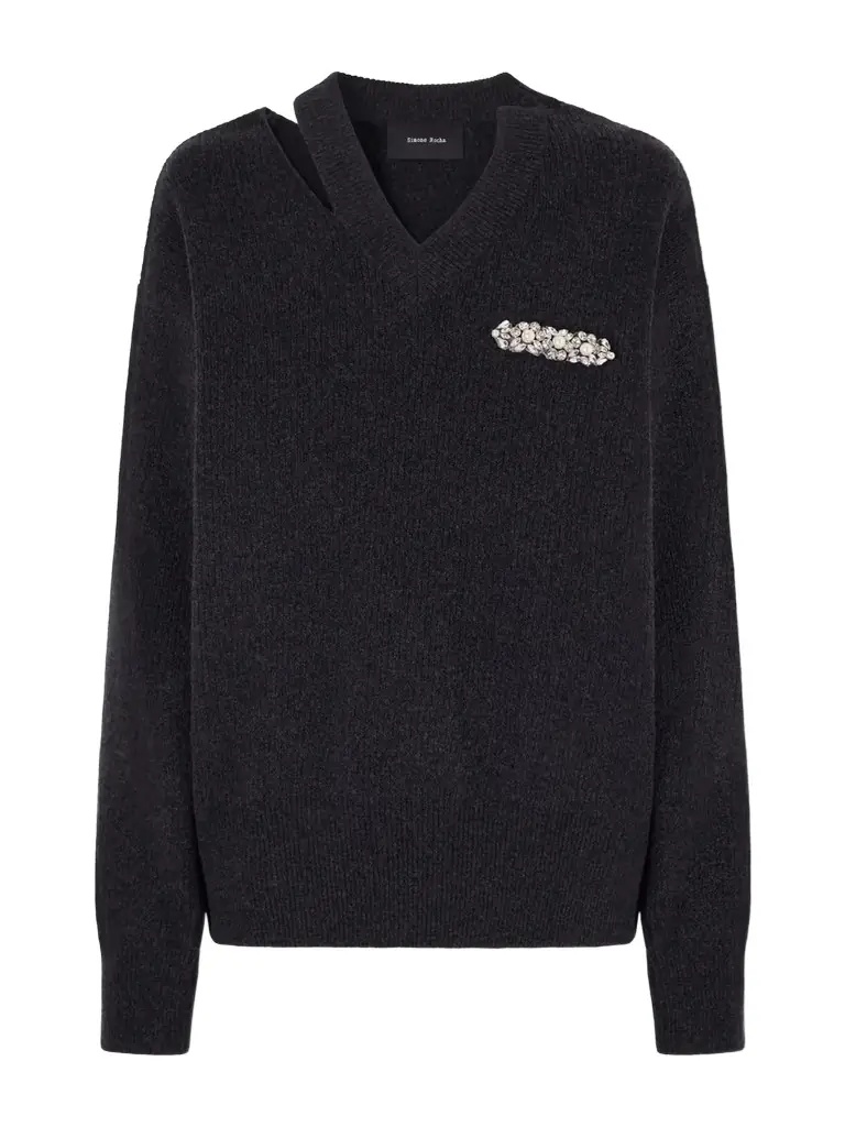 Simone Rocha Embellished Cut-out Wool-blend Sweater | Image 1 Simone Rocha Embellished Cut-out Wool-blend Sweater | Image 1