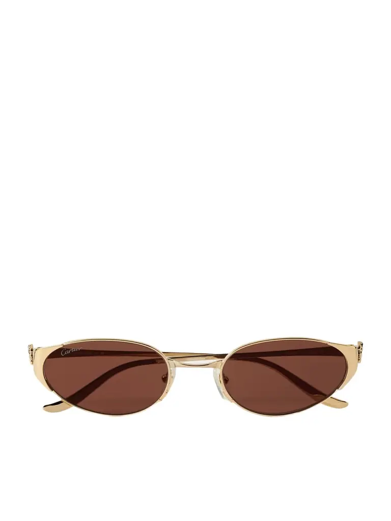 Cartier Eyewear Panthère De Cartier Oval-frame Gold-tone Sunglasses | Image 1 Cartier Eyewear Panthère De Cartier Oval-frame Gold-tone Sunglasses | Image 1