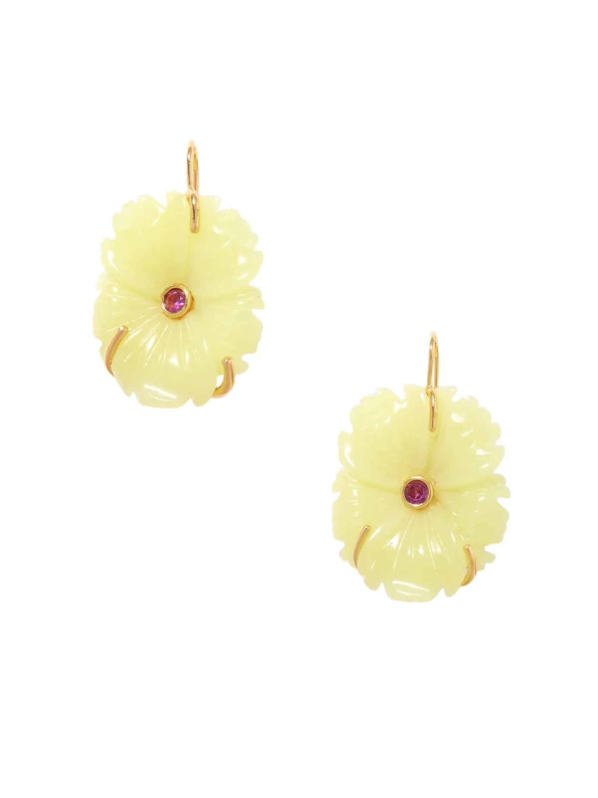 New Bloom Gold-plated, Jade And Rhodolite Earrings - Yellow New Bloom Gold-plated, Jade And Rhodolite Earrings - Yellow
