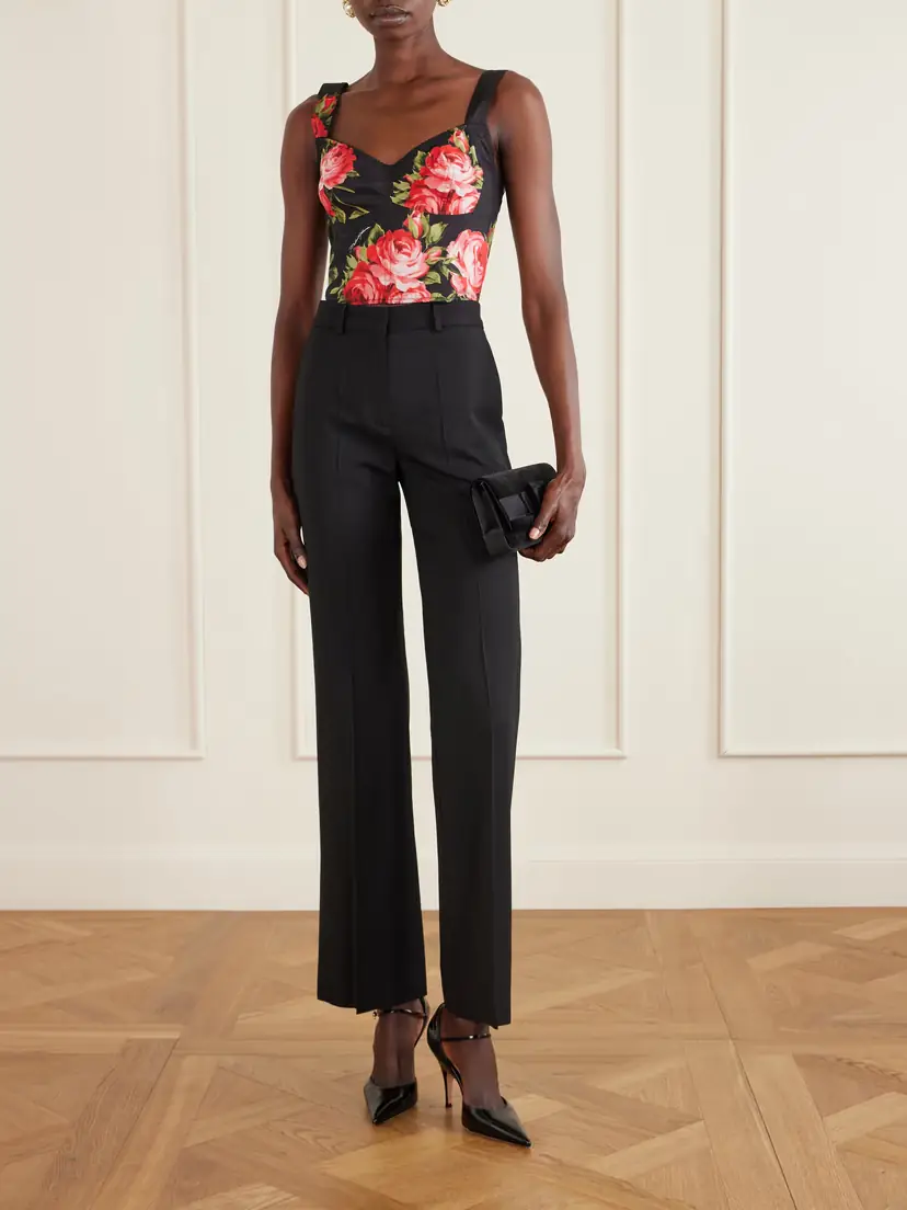Dolce & Gabbana Floral-print Cotton-blend Poplin Bustier Top | Thumbnail 2