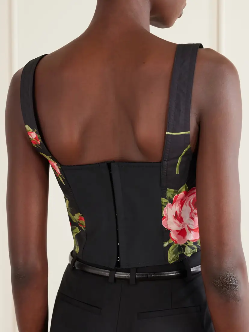 Dolce & Gabbana Floral-print Cotton-blend Poplin Bustier Top | Thumbnail 3