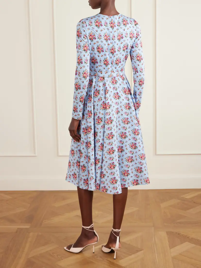 Dolce & Gabbana Belted Gathered Floral-print Silk-blend Midi Dress | Thumbnail 3 Dolce & Gabbana Belted Gathered Floral-print Silk-blend Midi Dress | Thumbnail 3