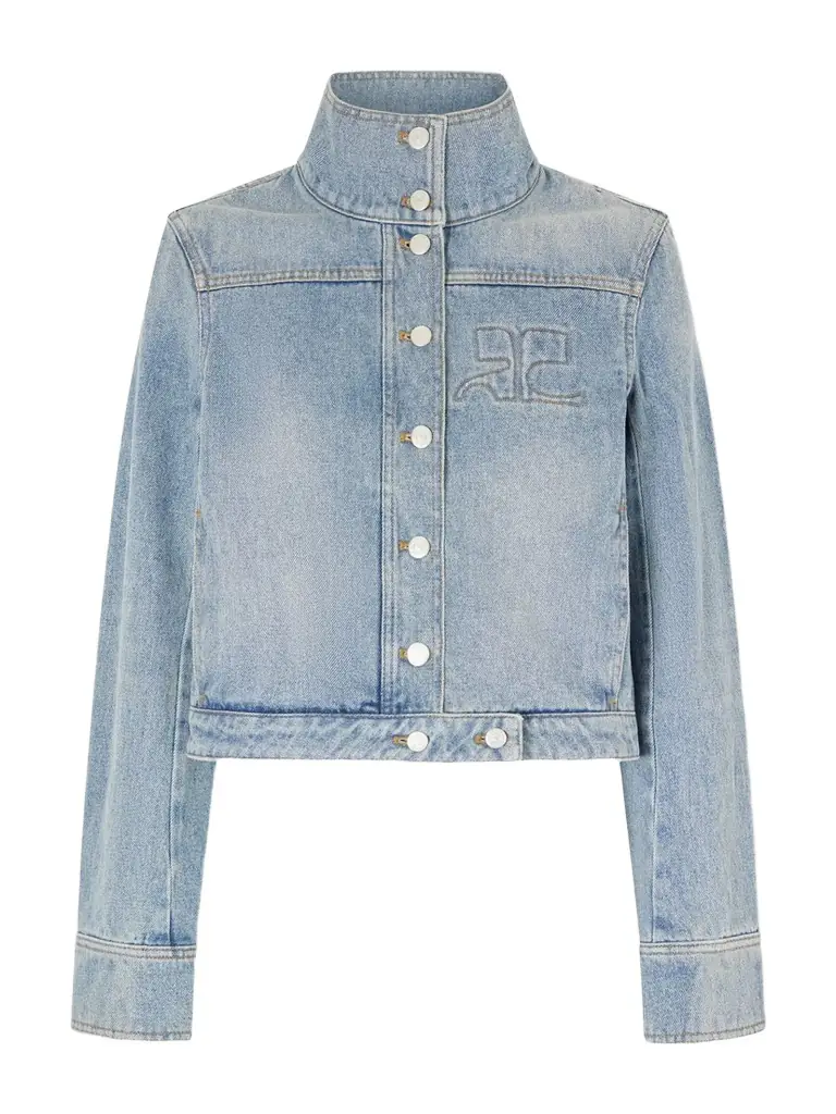 Courrèges Reedition Cropped Embroidered Denim Jacket | Image 1 Courrèges Reedition Cropped Embroidered Denim Jacket | Image 1