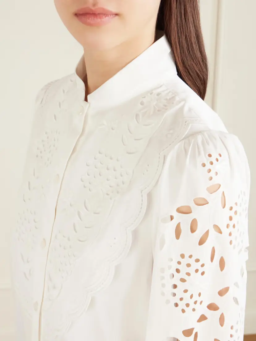 Valentino Garavani Broderie Anglaise Cotton-poplin Shirt | Thumbnail 5 Valentino Garavani Broderie Anglaise Cotton-poplin Shirt | Thumbnail 5