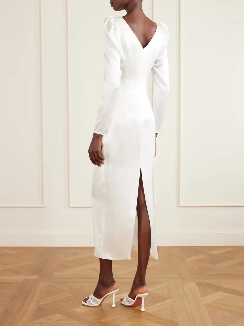 Alessandra Rich Bow-detailed Silk-satin And Sequin-embellished Lace Midi Dress | Thumbnail 3 Alessandra Rich Bow-detailed Silk-satin And Sequin-embellished Lace Midi Dress | Thumbnail 3