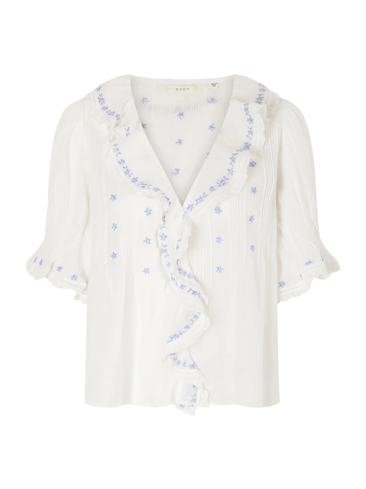 Hettie Lace-trimmed Embroidered Organic Cotton-voile Blouse Hettie Lace-trimmed Embroidered Organic Cotton-voile Blouse