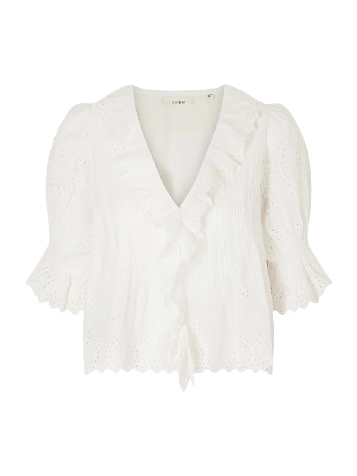 Henri Ruffled Pintucked Broderie Anglaise Cotton Top Henri Ruffled Pintucked Broderie Anglaise Cotton Top