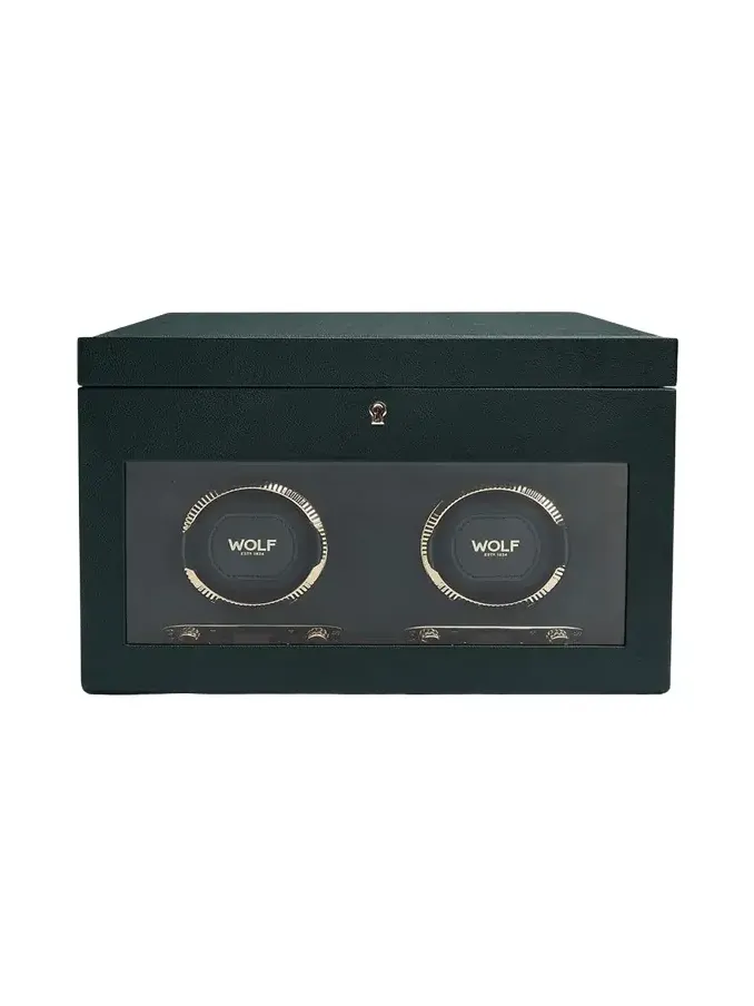 British Racing Double Watch Winder with Storage British Racing Double Watch Winder with Storage