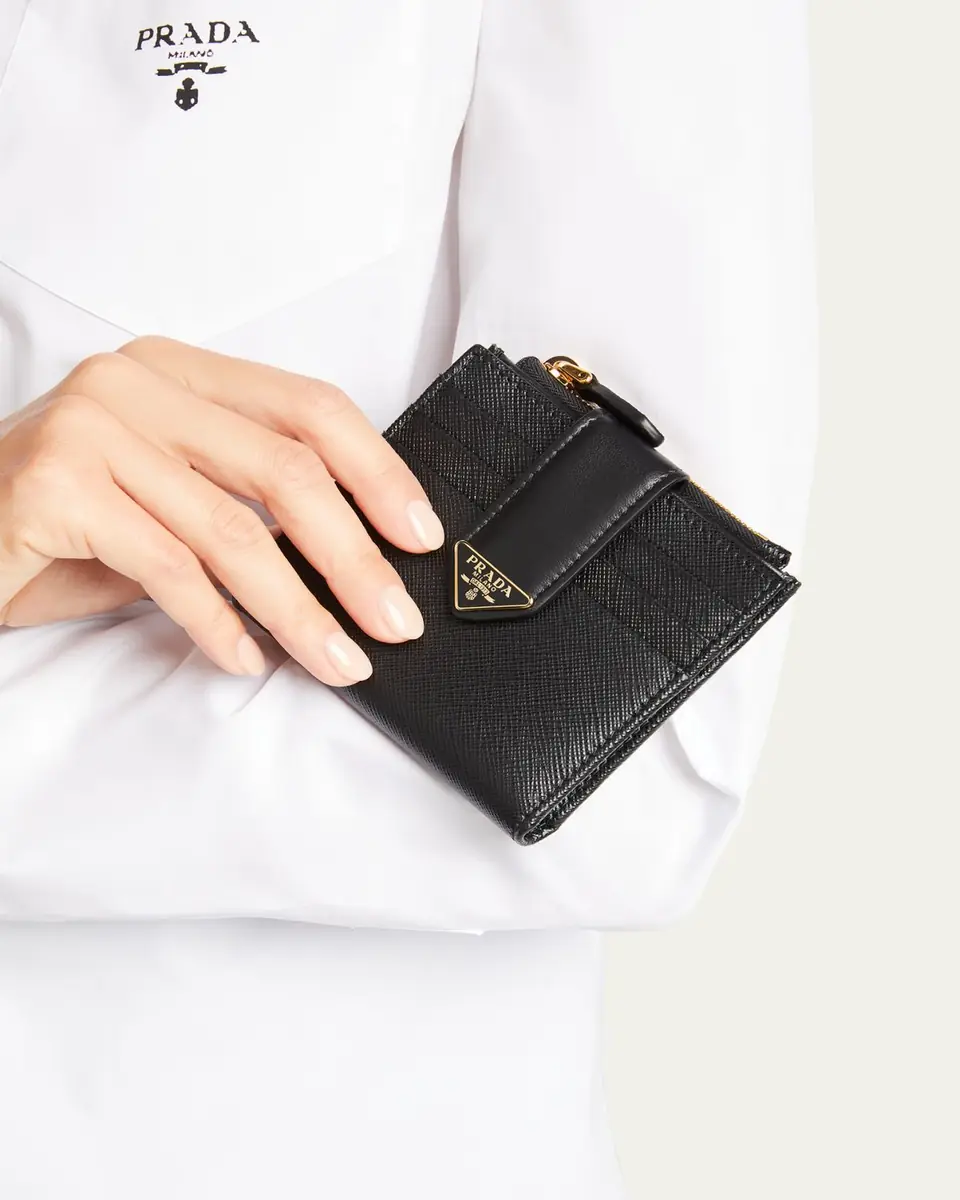 Prada Small Leather Wallet with Triangle Snap | Thumbnail 2 Prada Small Leather Wallet with Triangle Snap | Thumbnail 2