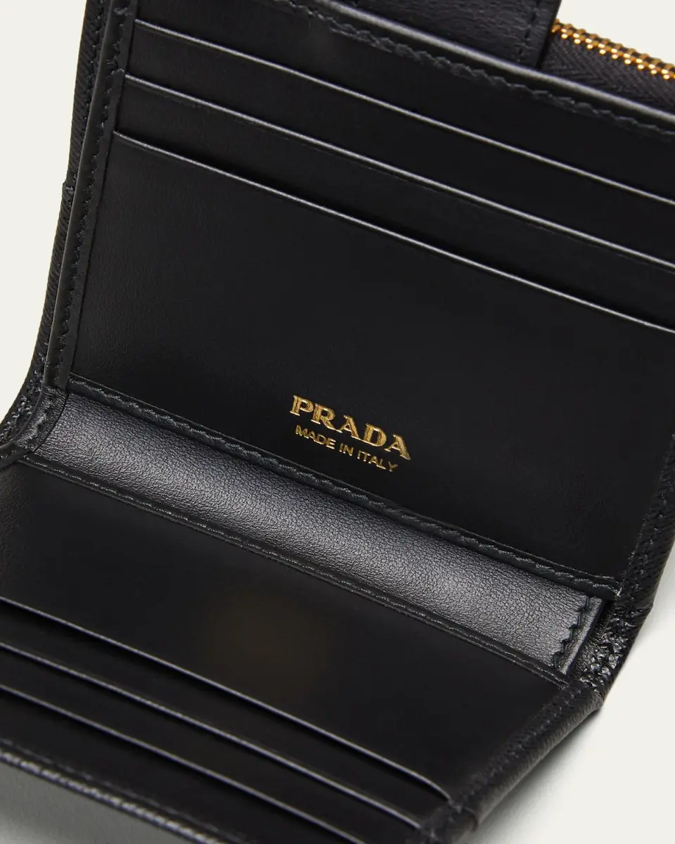 Prada Small Leather Wallet with Triangle Snap | Thumbnail 4 Prada Small Leather Wallet with Triangle Snap | Thumbnail 4