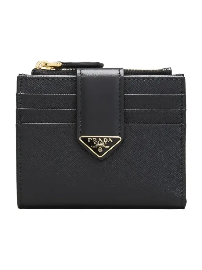 Small Leather Wallet with Triangle Snap