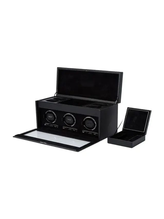 British Racing Triple Watch Winder with Storage British Racing Triple Watch Winder with Storage