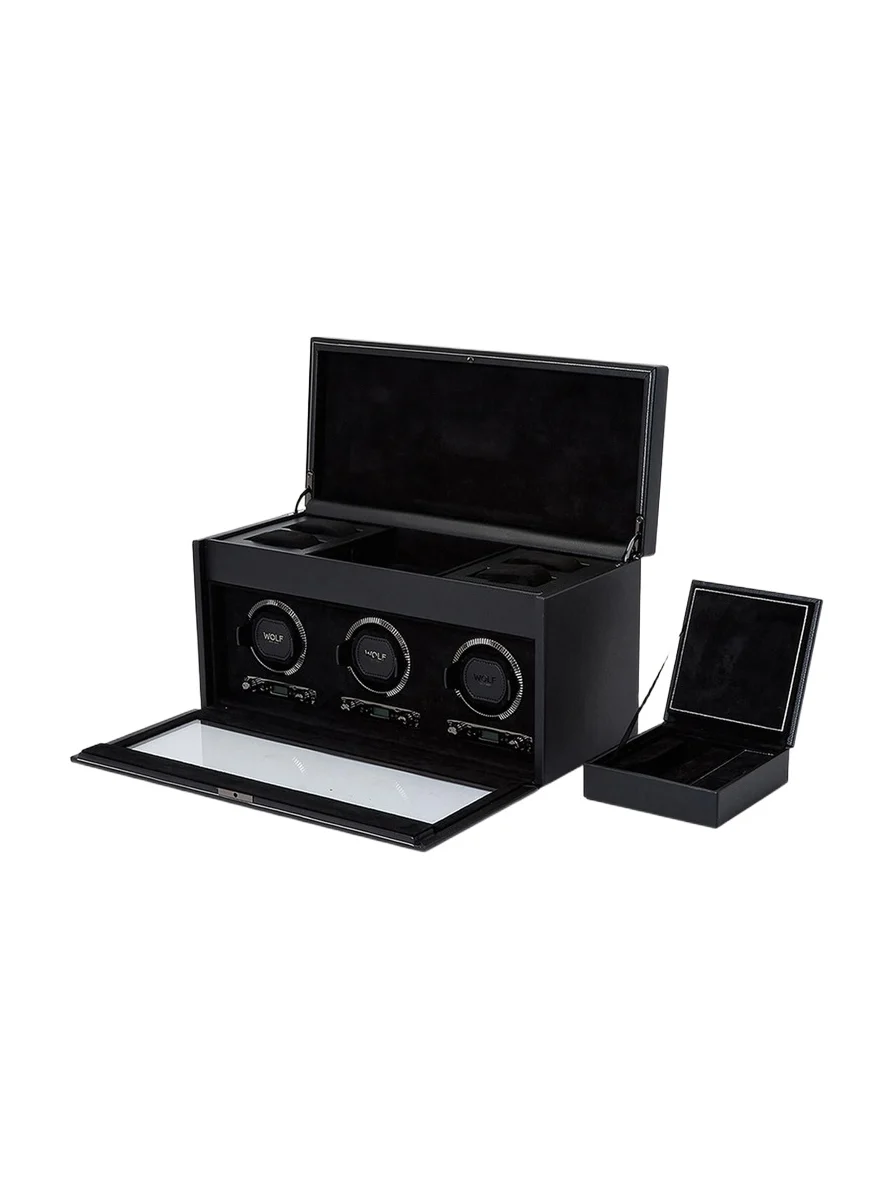 British Racing Triple Watch Winder with Storage British Racing Triple Watch Winder with Storage