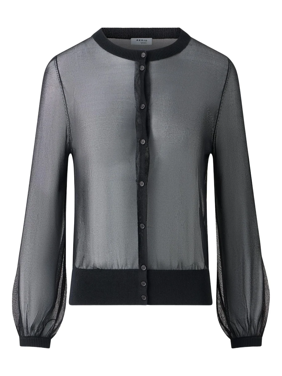Akris punto Sheer Knit Crewneck Cardigan